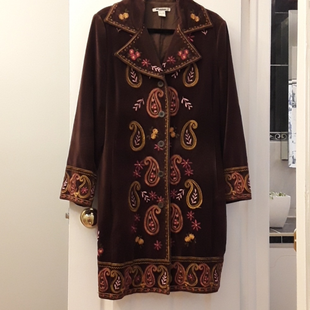 Nygard boho style embroidered coat size 14